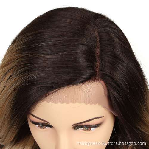 Rebecca fashion hairstyle 22 Inches Long Wavy Wigs Synthetic Hair Lace Part Brown Mixed Wig Synthetic Lace Wigs For Black Women